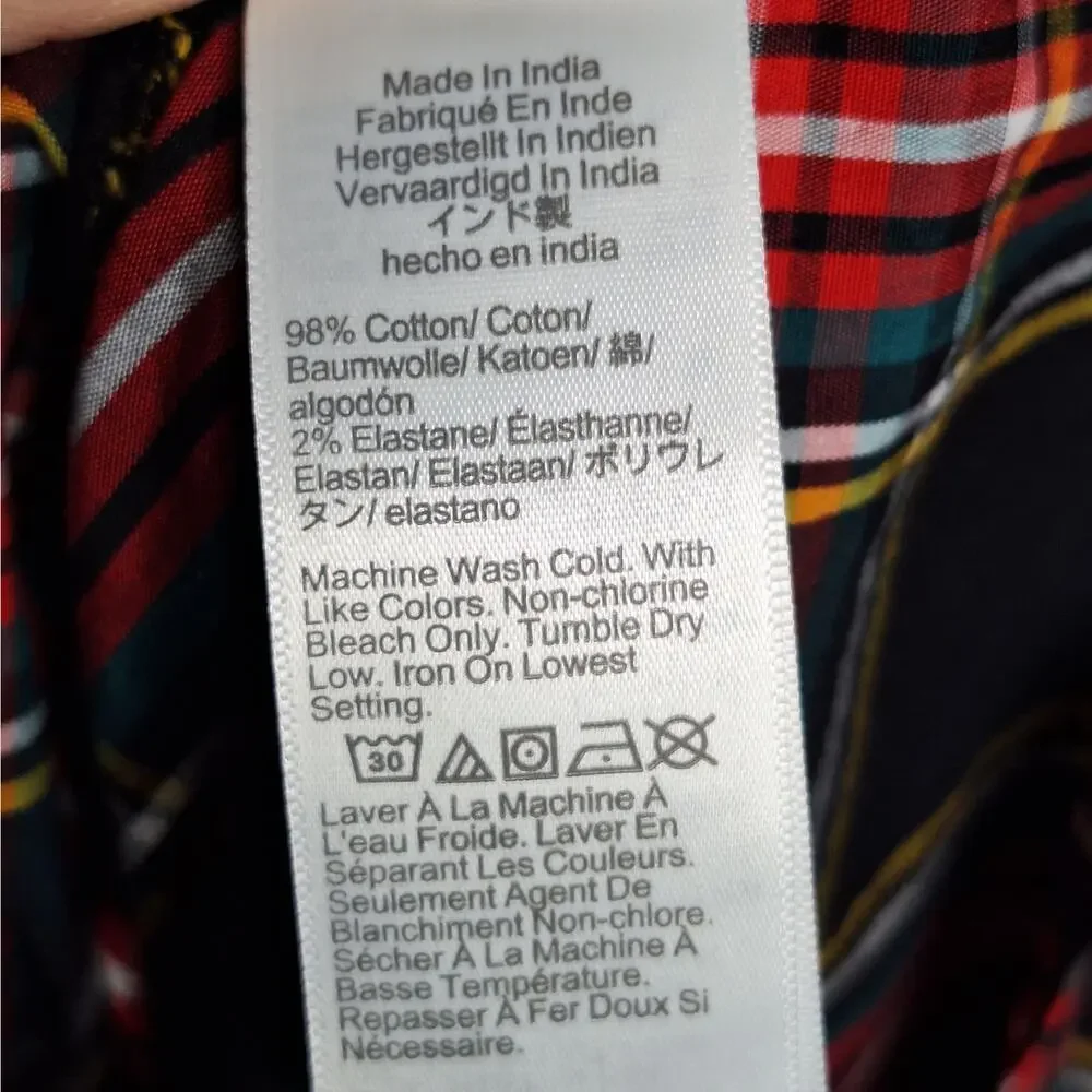 J. Crew Tartan Plaid Midi Dress Smocked Cotton Cottagecore XXL 2X Academia